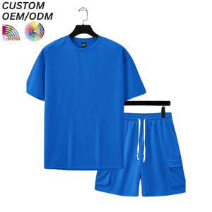Ensemble de t-shirts en coton respirant tricoté pour homme, deux pièces, style streetwear décontracté, vêtements d'été, impression sérigraphique, logo personnalisé, OEM ODM - Product Image 5