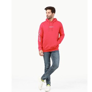 Sudadera con Capucha Roja para Hombre, Corte Regular, Tejido de Punto, Color Sólido, Estilo Casual para Otoño, con Bolsillos - Product Image 2
