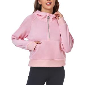 เสื้อสเวตเชิ้ตผ้าฟลีซสีพื้นแบบหลวม คอซิปครึ่งตัว ทรงโอเวอร์ไซส์ ไหล่ตก สำหรับผู้หญิง - Product Image 3