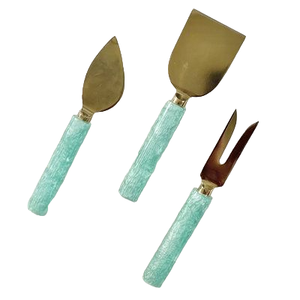 Ensemble de couteaux à fromage de qualité supérieure avec manche en résine florale et lame en acier tranchante, coffret cadeau, fabrication en gros d'Inde - Product Image 4