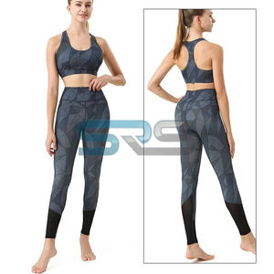 Ensemble de sport yoga 2 pièces pour femme, short taille élastique respirant coupe ajustée en tissu intelligent, idéal pour la course décontractée - Product Image 1