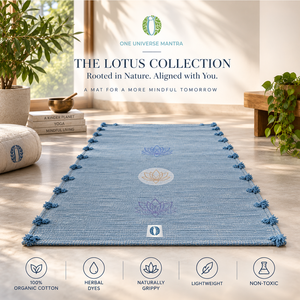 One Universe Mantra The Lotus Collection - Tapete de Yoga Azul de Algodón Antideslizante - Product Image 1