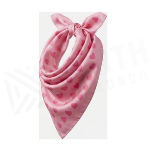 Pink Heart Pattern Square <b>Silk</b> Scarf Women's Multi-Functional Fashion Accessory All Seasons Sweet Style - Product Image 3