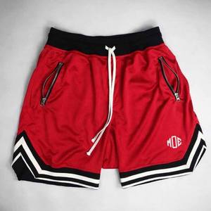 Pantalones Cortos Deportivos Rojos para Hombre con Bolsillo de Malla y Cremallera, Dobladillo en Contraste, Cordón Ajustable, Ropa de Entrenamiento de Alto Rendimiento, Pedido Personalizado OEM - Product Image 4