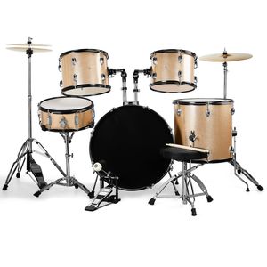 Set Batteria Jazz Completo per Adulti 5 Pezzi: Grancassa Champagne, Piatto Ride 16'', Hi-Hat 14'', Due Tom e Floor Tom, Rullante - Product Image 6