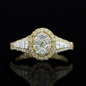 Bague de fiançailles et de mariage en argent sterling 925 style hip-hop, sertie de pierres en grappe, taille baguette, monture à griffes, plaqué rhodium, pour cadeau d'anniversaire - Product Image 1