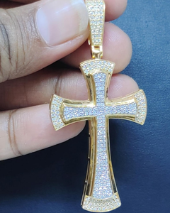 จี้เพชรรูปกางเขน จี้ศาสนา จี้ฮิปฮอป จี้เงินแท้ 925 ชุบทอง จี้ศรัทธาคริสเตียน ของขวัญแทนใจ - Product Image 1