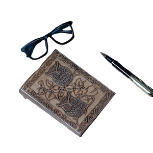 Cuaderno de cuero con estampado de búho hecho a mano, cuaderno de bocetos Vintage personalizado con encuadernación de costura para hombres y mujeres, regalo - Product Image 1