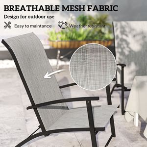 Set di 2 Sedie Pieghevoli Grigie per Esterni con Schienale Alto e Braccioli, Ideali per Patio, Giardino, Campeggio ed Eventi Sportivi, Realizzate in Materiale PE Resistente - Product Image 4