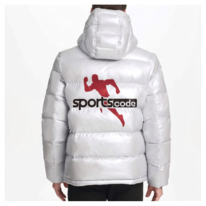 Veste matelassée à capuche camouflage blanche pour homme Sport&egg, épaisse, coupe-vent, fermeture éclair, manteau d'hiver en duvet - Product Image 2