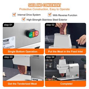 Attendrisseur de viande électrique commercial robuste en acier inoxydable, outil de cuisine, pince à viande, machine de nettoyage et de préparation des aliments - Product Image 5