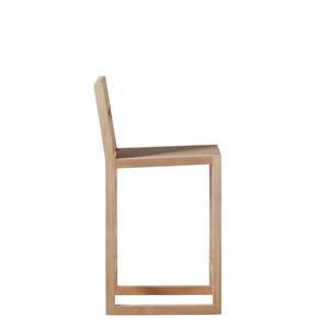 Chaise de bar moderne en teck avec dossier et assise en corde de rotin, design minimaliste, chaise haute de bar pour hôtel et usage extérieur - Product Image 2