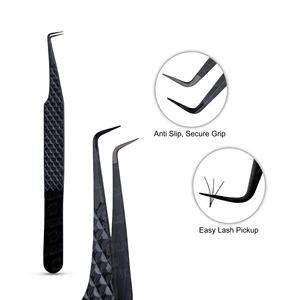 คีมหนีบขนตาสีเงินคุณภาพสูงแหนบสำหรับต่อขนตาแบบมืออาชีพ90องศาโลโก้แบบกำหนดเองพร้อมที่หนีบเส้นใย - Product Image 2