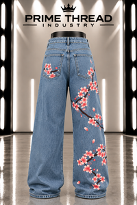 Wholesale Custom <b>Men</b>’s Vintage Washed Denim <b>Jeans</b> Custom Design Print Vintage Unisex Wide Leg Baggy Loose Fit Y2K <b>Flare</b> Pants - Product Image 6