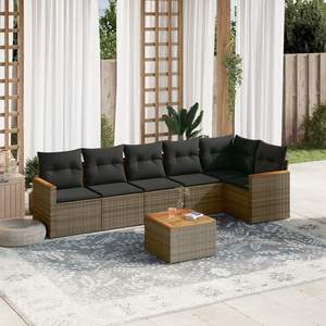 Conjunto de Sofás Modulares en Forma de L para Jardín, de Mimbre Sintético Gris, Muebles Modulares para Exteriores - Product Image 1