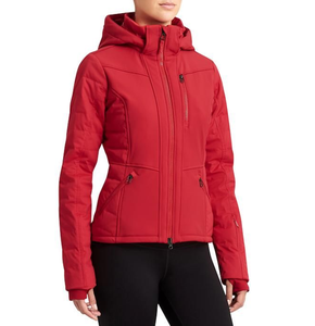 Red Women Hoodie Jacket <b>Quilted</b> Zip Up Pullover Hooded <b>Sweatshirt</b> for Outdoor Riding Winter Wear with Custom Logo - Product Image 3