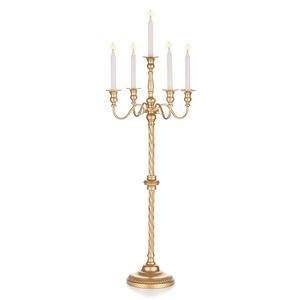 Candelabro de Lujo de Metal Dorado con 5 Brazos, Centro de Mesa para Bodas, Portavelas con Cuentas de Cristal, Candelabro Alto de Hierro Antiguo - Product Image 4
