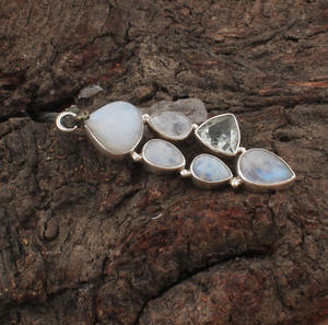 Colgante Vintage con Bisel de Piedras Preciosas Arcoíris, Plata de Ley 925 Chapada en Platino, Collar Multicolor, Estilo Antiguo - Product Image 3