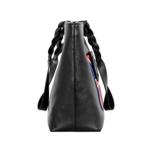 Sac fourre-tout en cuir de vachette véritable noir pour femme avec applique drapeau britannique, sac à bandoulière décontracté grande capacité pour usage quotidien OEM ODM - Product Image 3