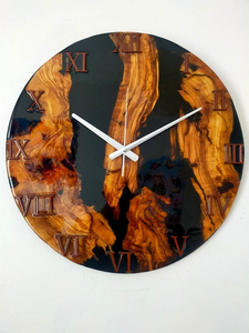 Horloge murale personnalisée en bois et résine époxy, décoration murale artistique préservée - Product Image 6