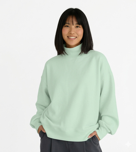 Sudadera elegante personalizada para mujer con cuello simulado, diseño minimalista, manga larga, forro polar, para conjuntos casuales y elegantes de invierno. - Product Image 6