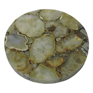 Dinnerware Mat Paid Casting with <b>Agate</b> Stone Pieces for Table Top Placemat <b>Agate</b> stone mat paid tea <b>coaster</b> - Product Image 1