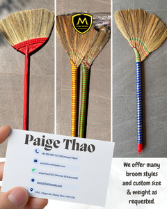 Balai en herbe naturelle vietnamienne Kim Minh International |   Balai de nettoyage doux avec manche en plastique |   Écologique et léger - Product Image 6