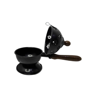 Modern Round Metal Incense Burner With Perforated Floral Lid Black Iron Burner Stand For Home Meditation Puja Fragrance <b>Diffuser</b> - Product Image 1