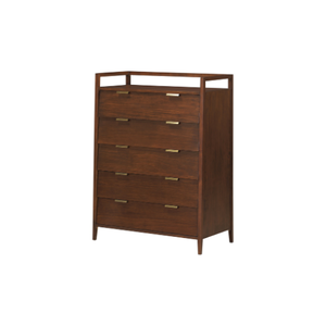 Commode haute en bois de style nordique à 5 tiroirs, meuble de rangement pour chambre à coucher, mobilier moderne pour la maison, conception personnalisée OEM ODM - Product Image 1