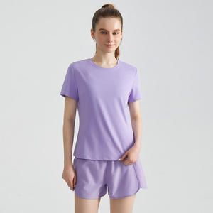 Conjunto Deportivo de Verano para Mujer, Dos Piezas, Camiseta y Pantalones Cortos, Transpirable, de Secado Rápido, Spandex/Poliéster - Product Image 3