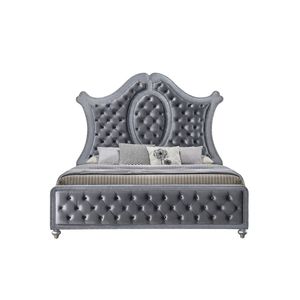 Queen <b>Panel</b> Bed Tufted <b>Headboard</b> Luxury Modern LU Accent Intricate Nailhead Trim Diamond Patterned Upholstery Up-holstered Bed - Product Image 3