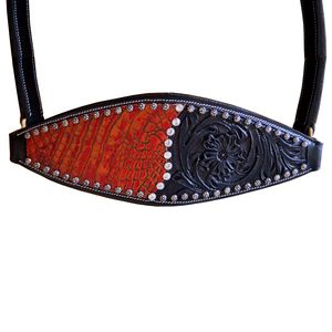 Licol de cheval en cuir véritable d'alligator rouge, orné à la main et clouté, de style western premium, avec quincaillerie en laiton réglable, vente en gros OEM - Product Image 6