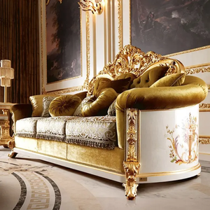 ชุดโซฟาห้องนั่งเล่นไม้สักคลาสสิกสุดหรู สไตล์ยุโรปแบบราชวงศ์ แกะสลักด้วยมือ พร้อมเบาะหุ้ม - Product Image 3