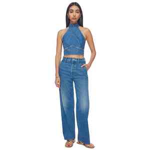 Top Corto de Punto con Cuello Halter, Transpirable, de Alta Calidad, Nuevo, Personalizado, Suave, Ligero, para Mujer - Product Image 1