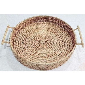 Plateau de service rond en rotin tressé à la main, plateau décoratif en osier pour table basse, cuisine, fête, vente en gros depuis l'Inde - Product Image 6