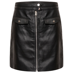 Minifalda de Cuero Sintético PU de Cintura Alta para Mujer, con Cierre Frontal, Estilo Moto Brillante, para Todas las Temporadas - Product Image 1