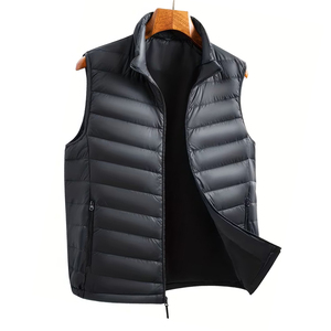 <b>Black</b> Quilted Puffer <b>Vests</b> Stand Collar Zipper Up Windproof Winter Outerwear Casual Nylon/Polyester Montane Down Gilets - Product Image 5
