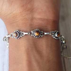 Tiger Eye <b>Bracelet</b> 925 Sterling Silver Toggle Clasp Women Jewelry Natural Gemstone Handmade Elegant Design Gift - Product Image 4