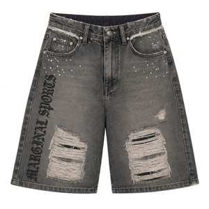 Customized Color Mid Rise Light Denim <b>Shorts</b> <b>Men</b> Oversized Y2K Streetwear Summer <b>Shorts</b> Frayed <b>Patch</b> Distressed Denim <b>Shorts</b> <b>Men</b> - Product Image 1