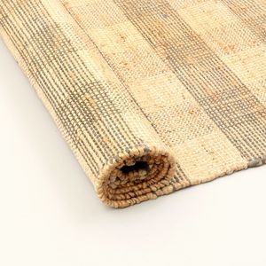 Tapis gris à carreaux en jute et coton tissé à la main 6x9 pieds, conçu par des artisans, tapis et ensembles de tapis - Product Image 3
