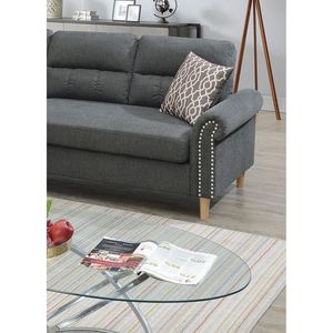 Divano Sezionale Reversibile in Polifibra Colore Ardesia con Chaise Longue, Cuscini Morbidi e Borchie Decorative per Soggiorno - Product Image 2