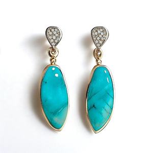 Wholesale 925 Sterling Silver Fancy Shape Faceted Gemstone <b>Earrings</b> 18K Gold Plated <b>Fashion</b> <b>Drop</b> Design - Product Image 3