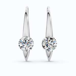 Pendientes de Lujo con Diamantes Cultivados en Laboratorio Certificados por IGI, Estilo Tensión Flotante, 2.00 CTW, Oro Sólido de 14K, Chapado en Rodio, Solitario - Product Image 5