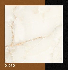 Azulejos de cerámica brillantes de 400x400 mm con aspecto de mármol crema para interiores, serie brillante, azulejos de cerámica de 400x400, azulejos beige claro. - Product Image 2