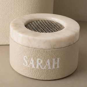 Custom PU Leather Round Incense <b>Burner</b>, Portable Resin Car Bukhoor Oud Holder Metal Cup, Personalized Gift Luxury Home Fragrance - Product Image 3