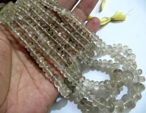 Perles de quartz rutilé doré naturel, facettées en rondelle, de 6 à 10 mm, graduées - Product Image 4