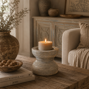 Vintage Wooden Handcrafted Agriculture Seed Bijni Candle Holder Stand for Garden Entryway <b>Console</b> <b>Table</b> Living Room Bedroom - Product Image 4