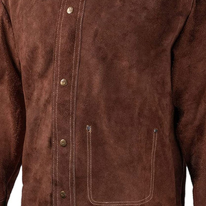 Chaqueta de soldadura de cuero resistente al fuego, ropa de trabajo de manga larga hecha con resistente cuero vacuno. - Product Image 6