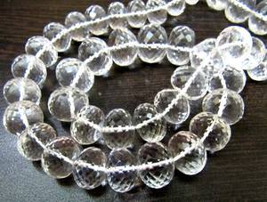 Perles en cristal de roche naturel, micro-facettées, taille 9 à 14 mm, brins gradués de 8 pouces - Product Image 4