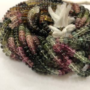 4mm 6mm Natural Watermelon Multi Tourmaline Smooth Rondelle Gemstone <b>Beads</b> Strand Fine <b>Beaded</b> Real Stones Jewelry Online Alibaba - Product Image 2